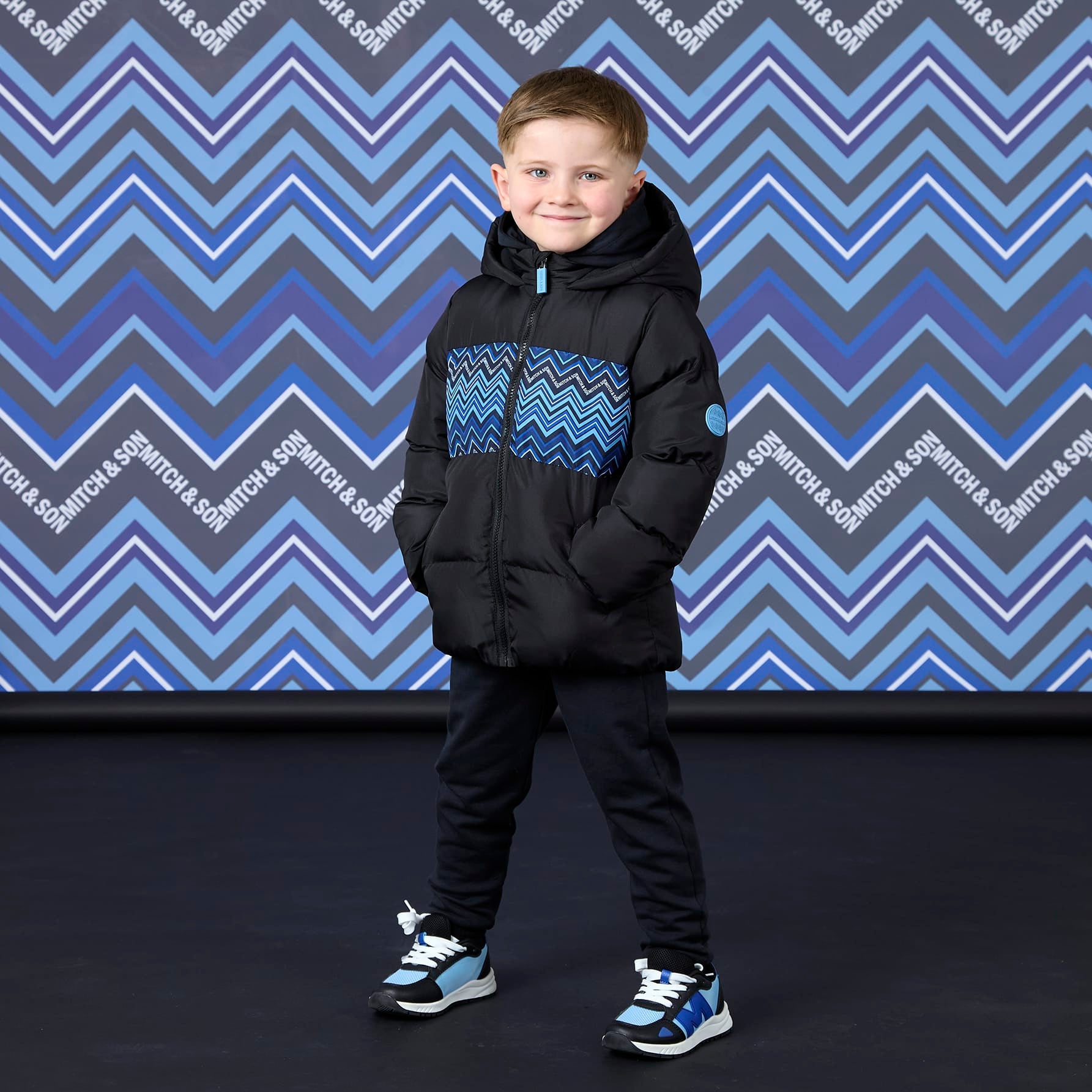 MITCH & SON - Winter Chevron Wyatt - Zig Zag Jacket - Black