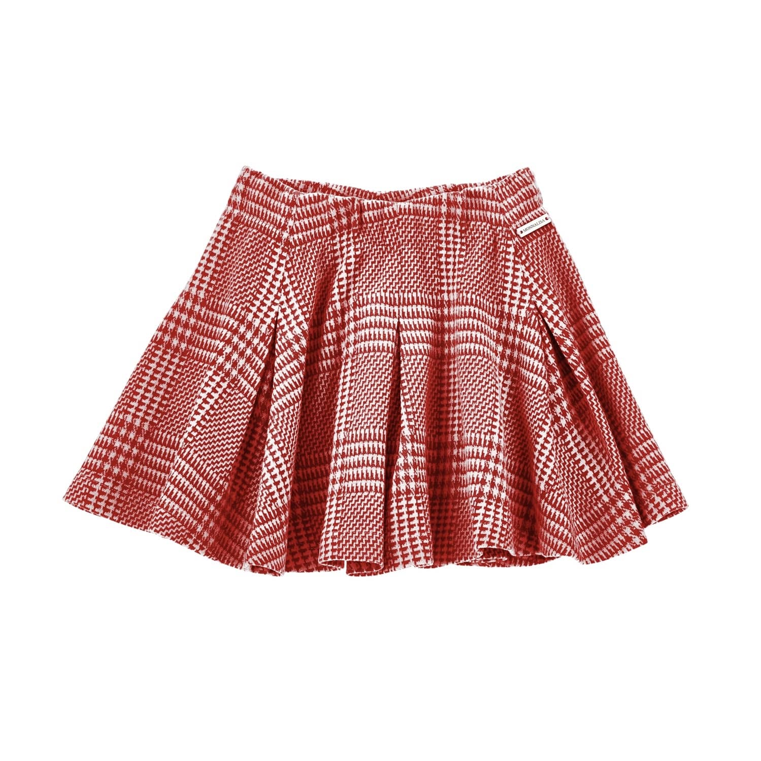 MONNALISA - Teddy Top &  Dog Tooth Skirt Set - Red