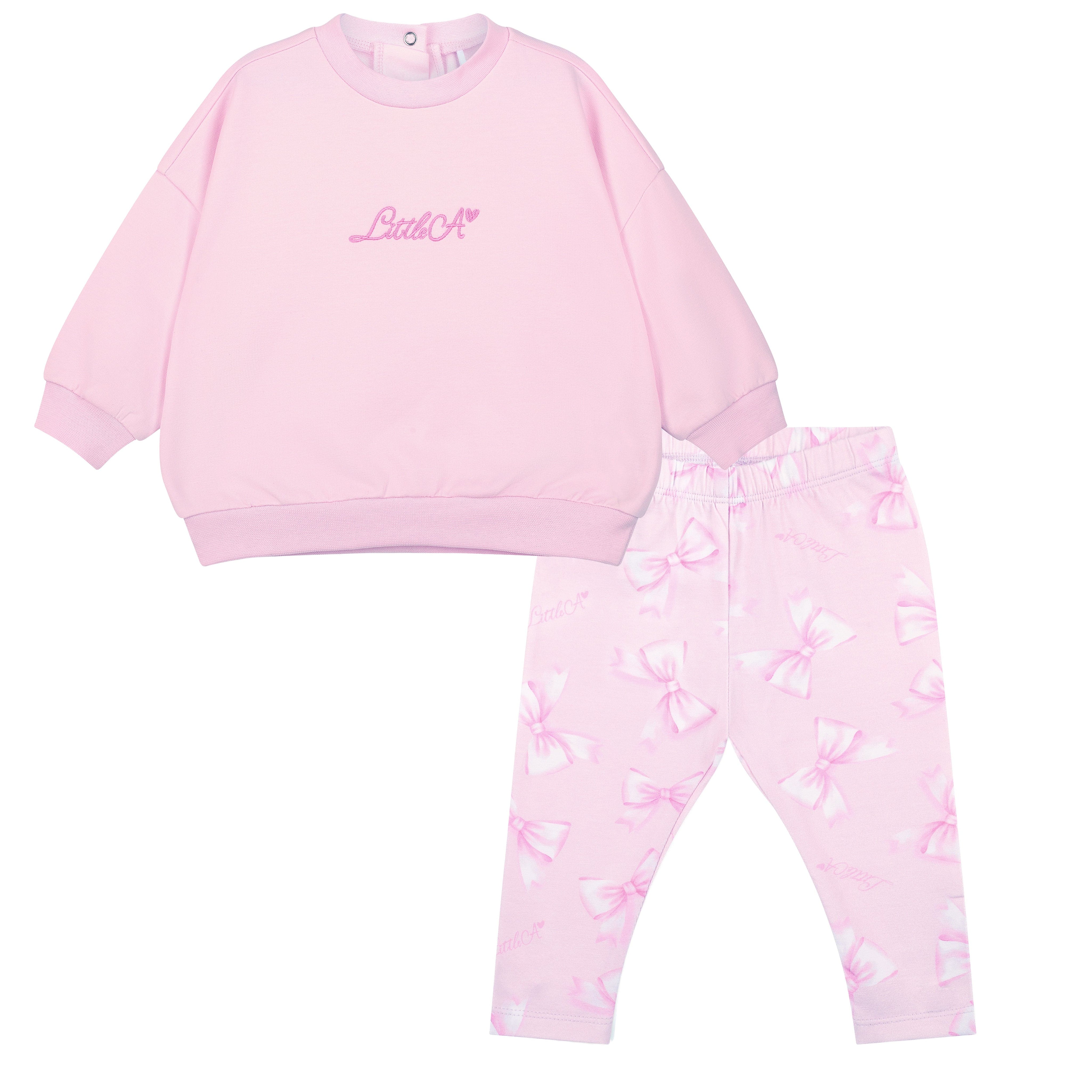 LITTLE A - Perfectly Pink Polly Sweatshirt Legging Set - Pink Blossom