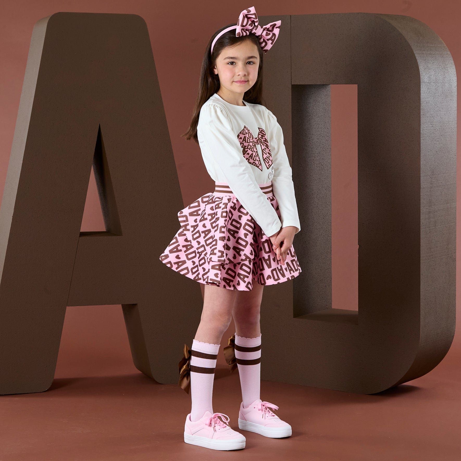 A DEE - Initial Icon Milan Initial Print Skirt Set - Snow Fairy