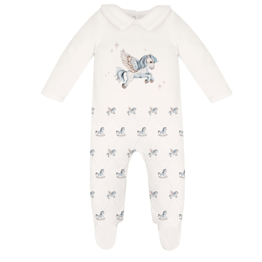 JAMIKS - Velour Cruz Unicorn Babygrow - Blue