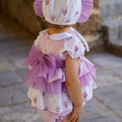 BABINE - Ballon  Baby Dress & Bonnet  - Lilac