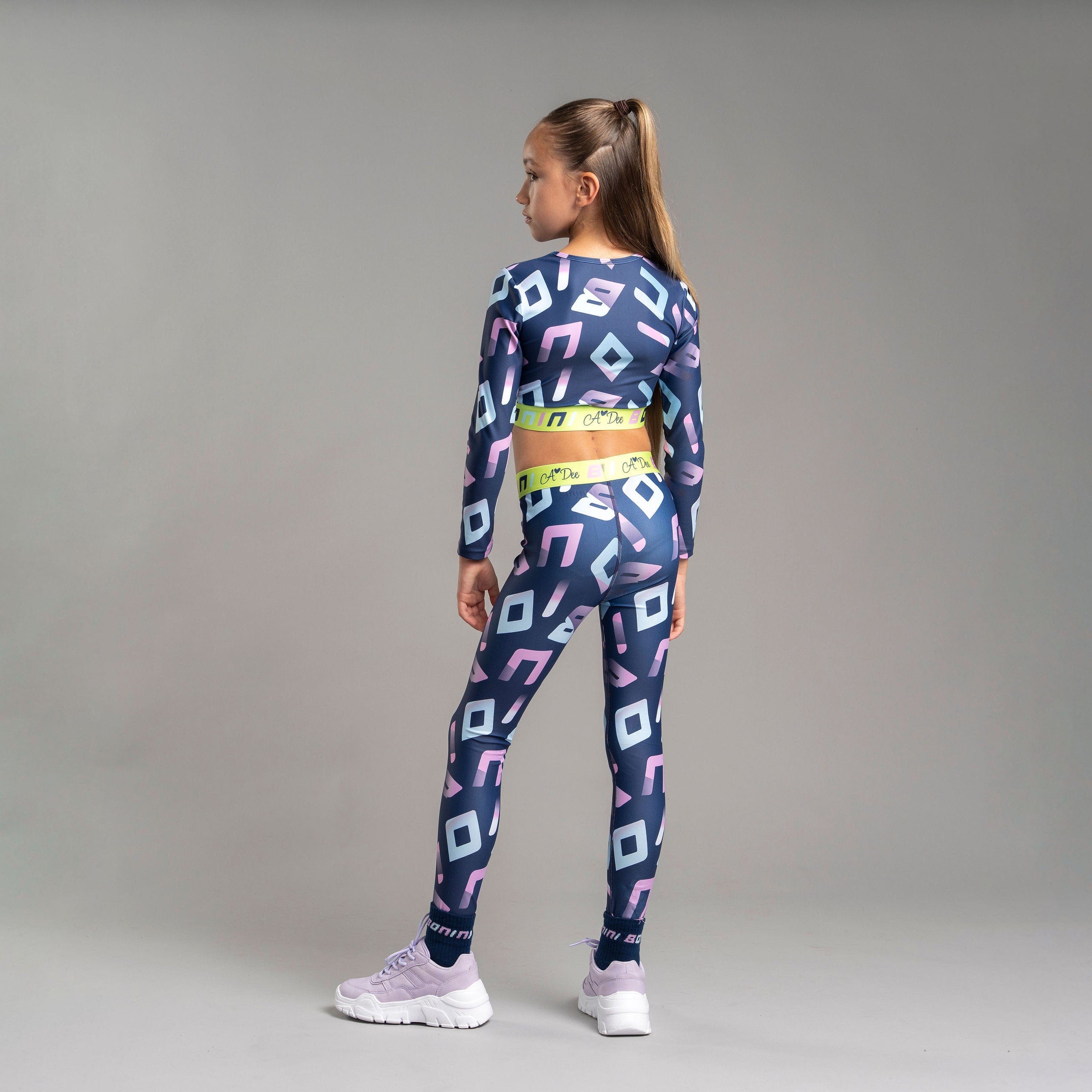 BONINI BY A DEE - Tape Waistband Legging Inspire & Long Sleeve Sports Top Power - Blue Navy
