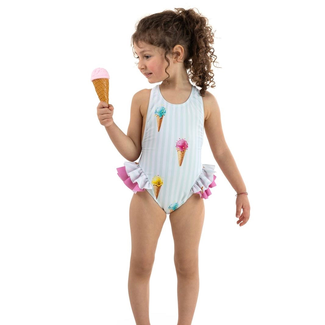 MEIA PATA -  Ice Creams Print Capri Swimsuit - Pink