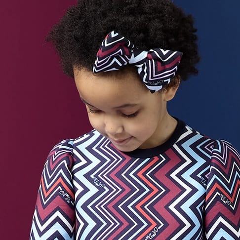 A DEE - Chevron Charm Brianna Chevron Print Bow Hair Clip - Navy