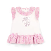 LITTLE A - Perfectly Pink Oriana Bow Print Legging Set - White