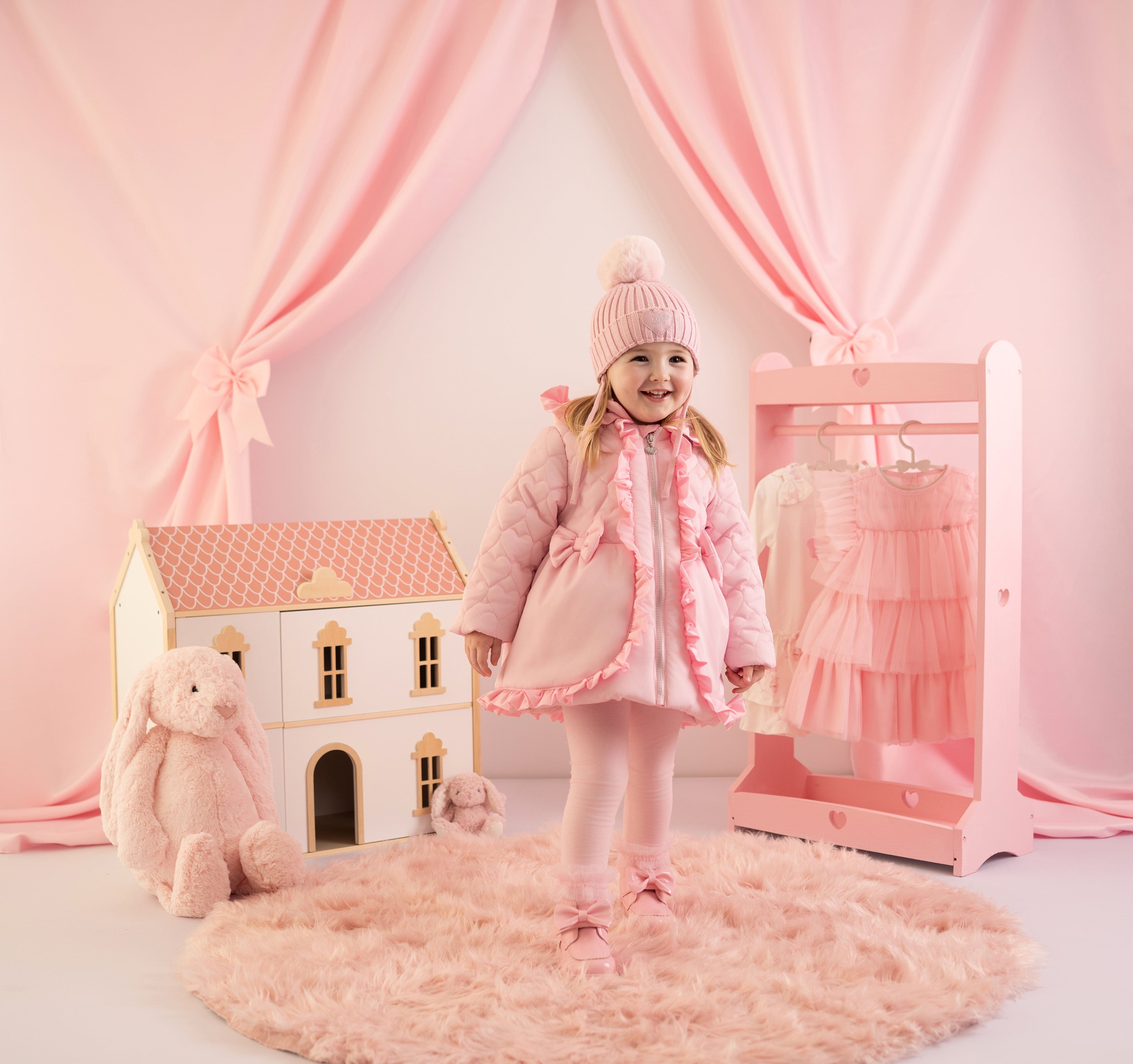 LITTLE A - Cute As A Cupcake Kaia Heart Embroidery Puff Hooded Jacket - Pink Fairy
