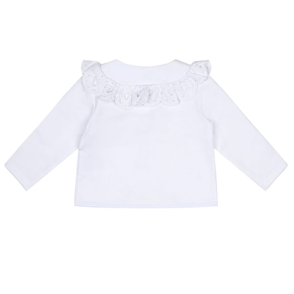 LITTLE A - Jessica Pastel Hearts Broderie Anglaise Cardigan - White