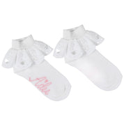 A DEE - Lenni Chic Chevron Broderie Anglaise Ankle Socks  - White