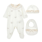 MONNALISA - Rose Bud & Lace Three Piece Set - Ivory