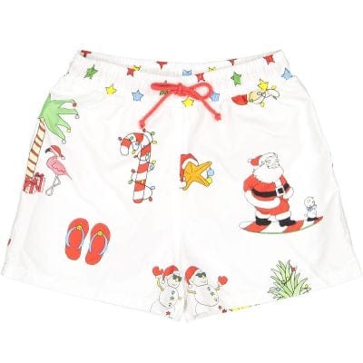 SAL & PIMENTA - Santa On Holiday Swim Shorts - White