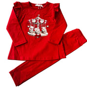 IS - Teddy Bear Carousel Leggings Set - Red