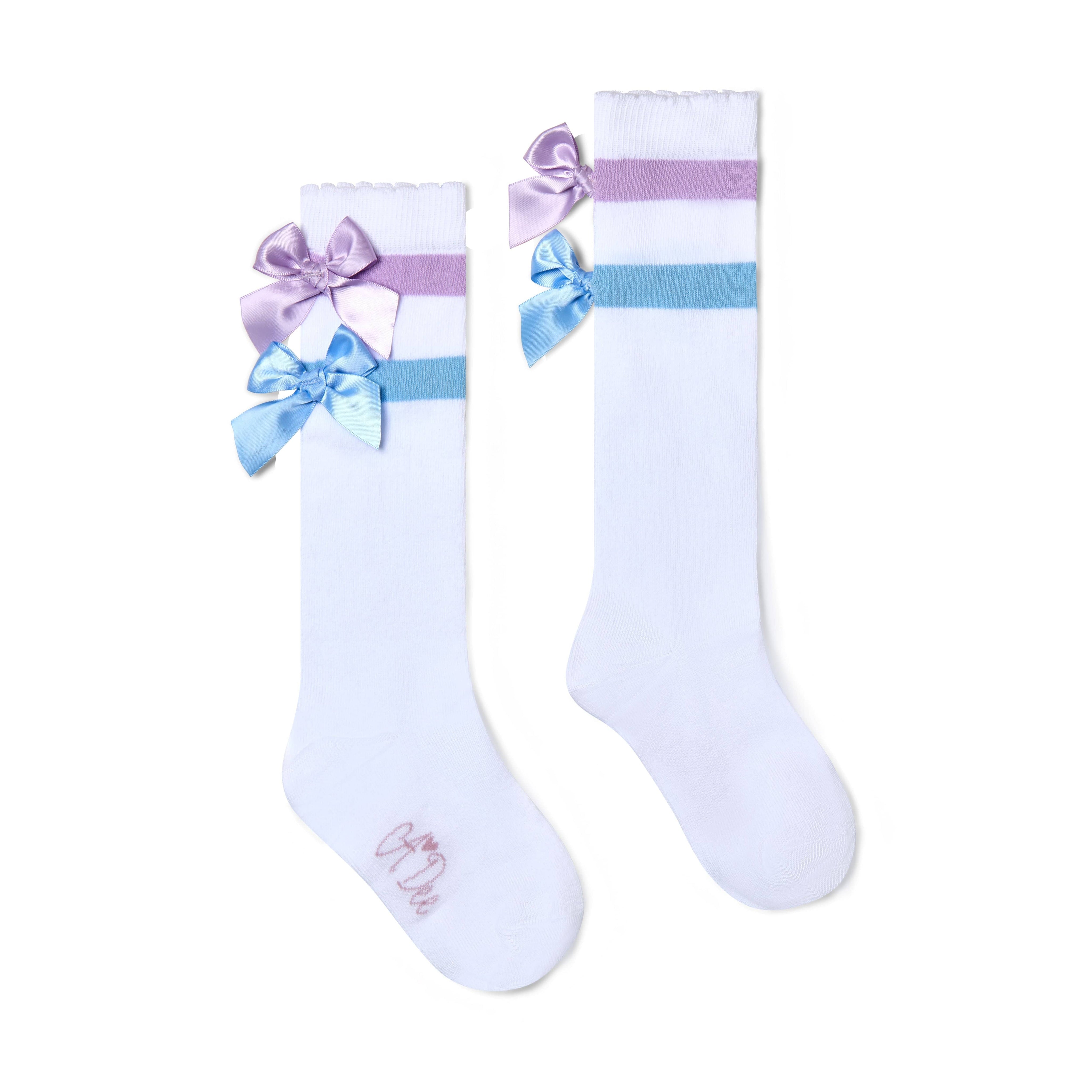 A Dee - Saint Knee High Bow Socks - White