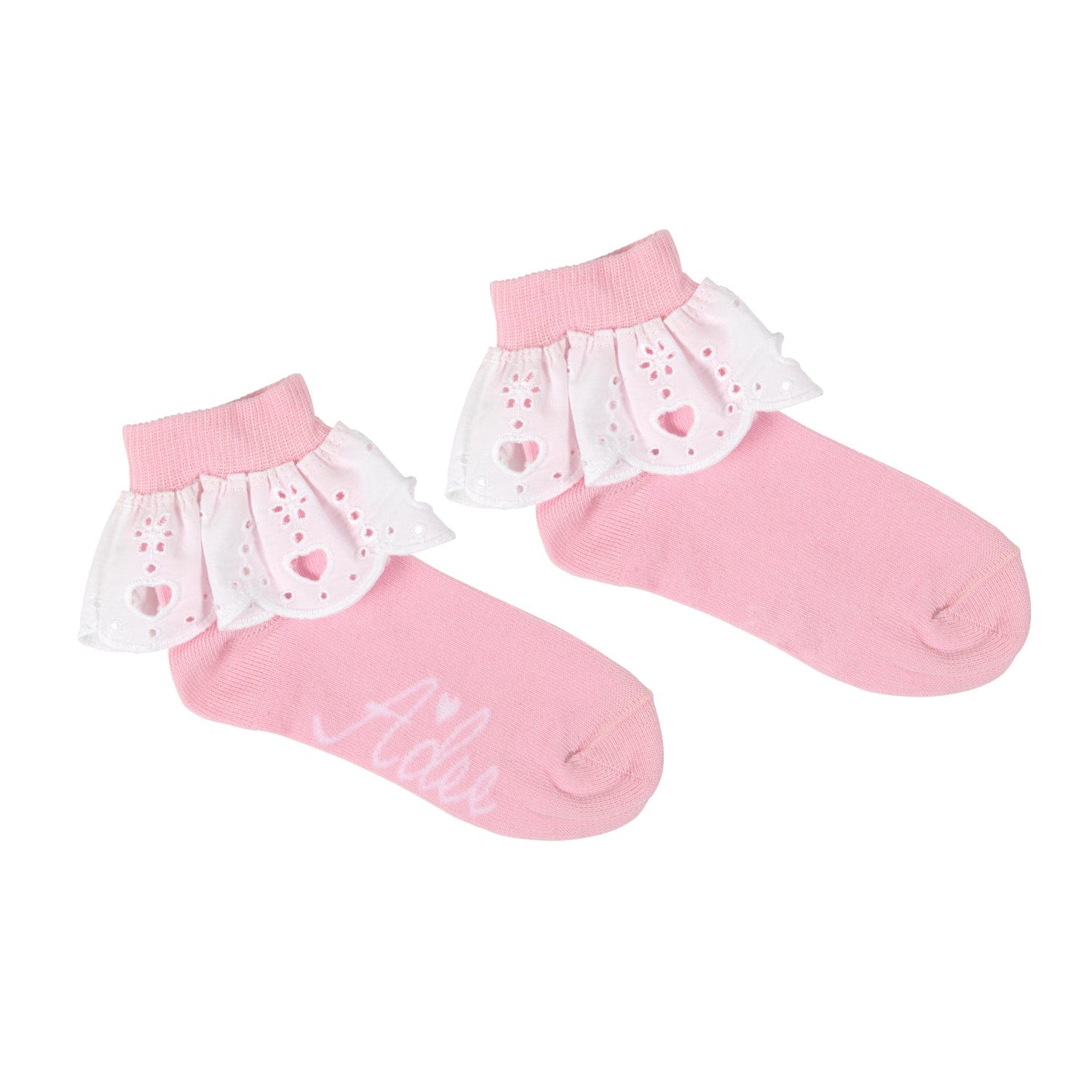 A DEE - Lenni Chic Chevron Broderie Anglaise Ankle Socks  - Pink