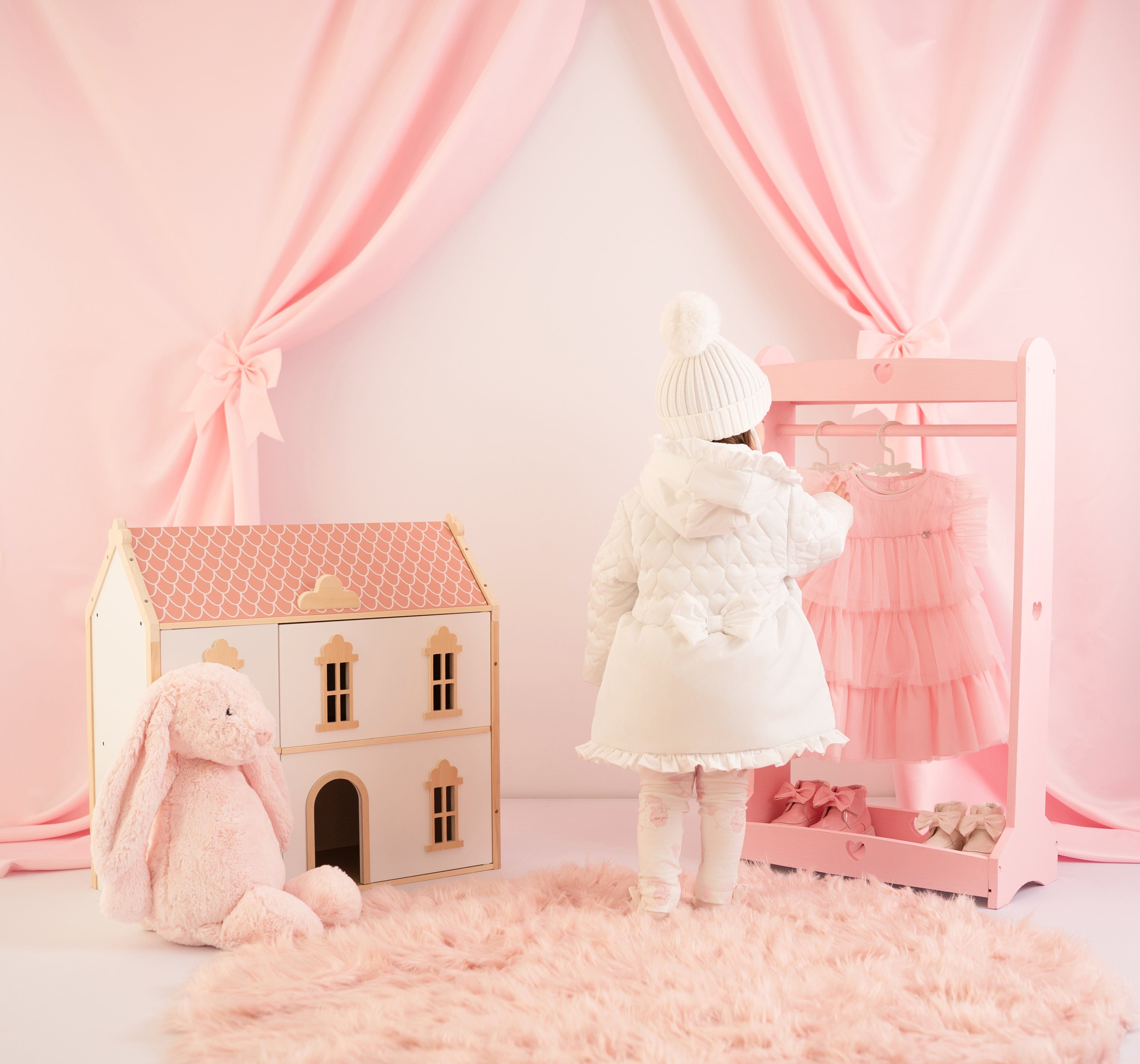 LITTLE A - Cute As A Cupcake Kaia Heart Embroidery Puff Hooded Jacket - Snow White