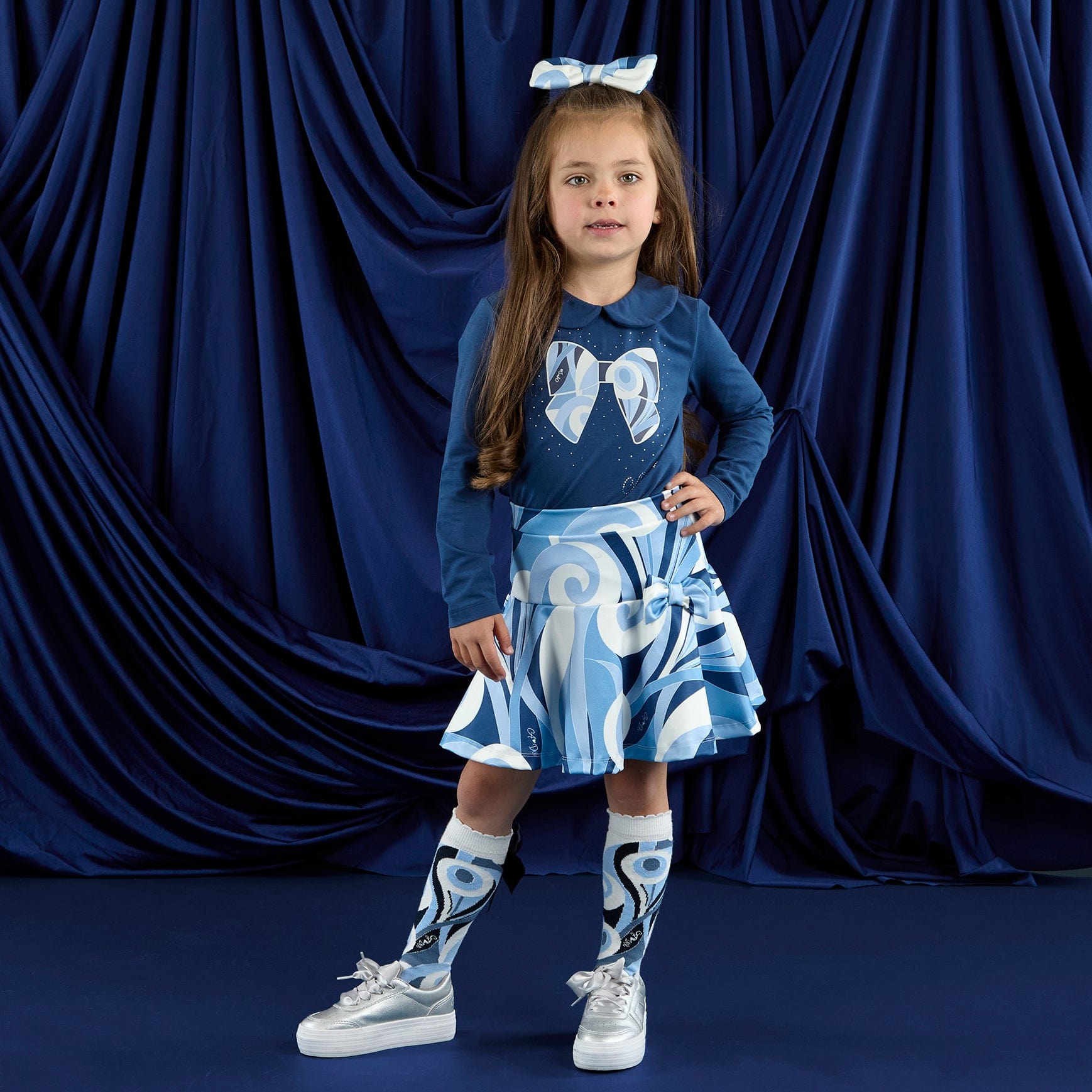 A DEE - Twilight Twirls Nellie Swirl Print Skirt Set - Heritage Navy