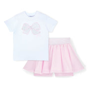 A DEE - Rose Bow-tique Chic Skort Set With Diamanté Bow - White