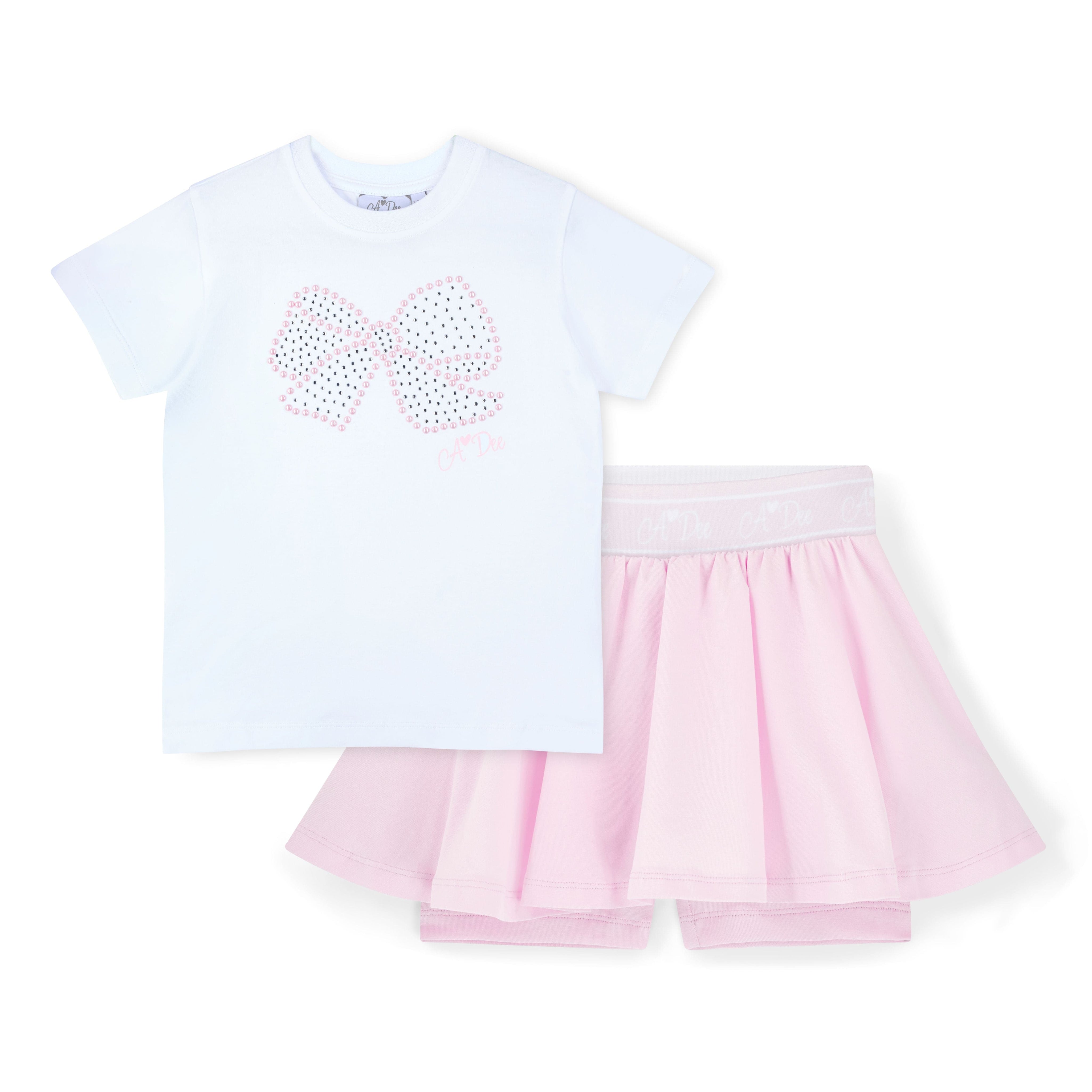 A DEE - Rose Bow-tique Chic Skort Set With Diamanté Bow - White
