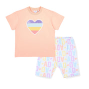 A DEE - Saz Signature Summer Initial Print Cycling Short Set - Peach