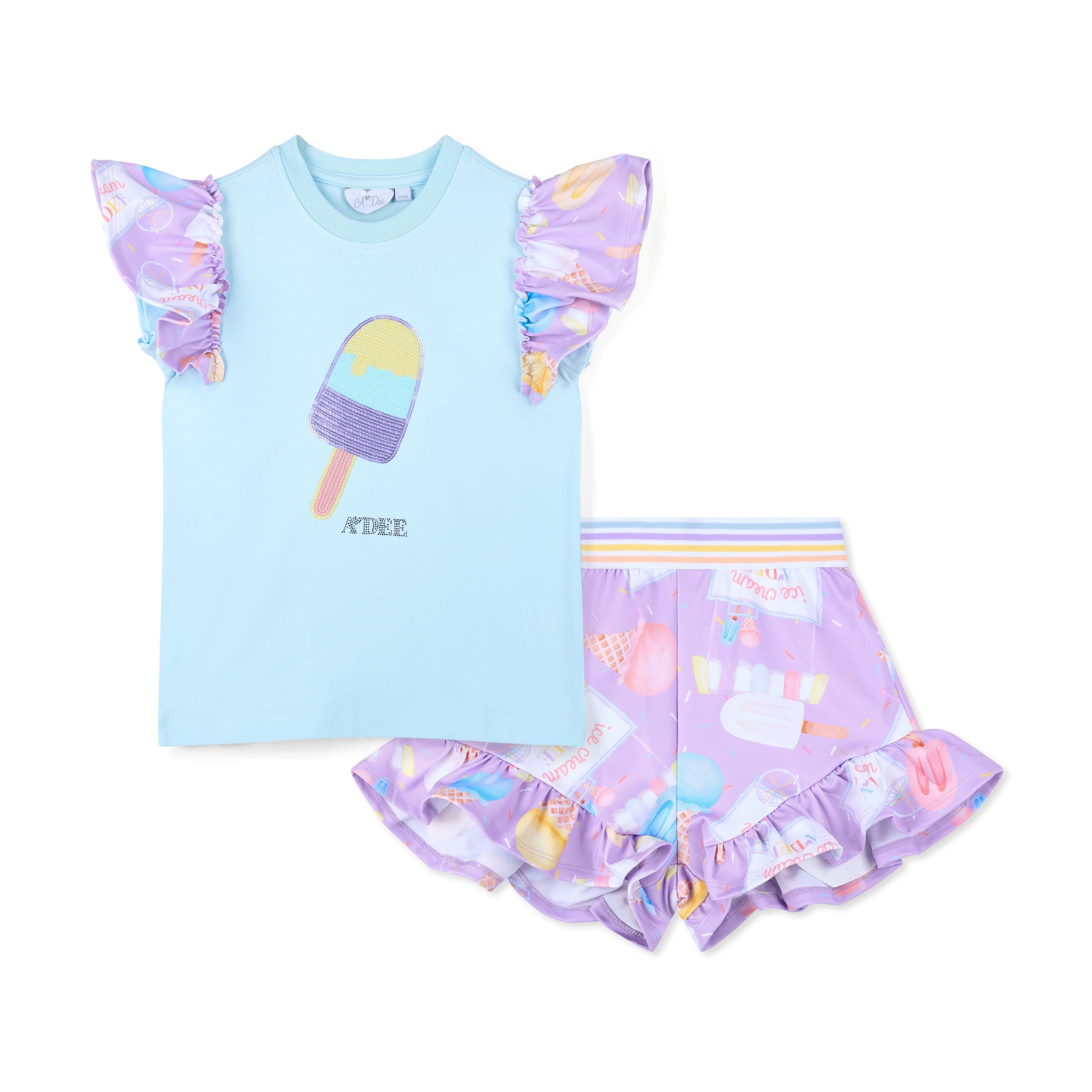 A DEE - Sia Pastel Parlour Ice Cream Print Short Set  - Blue