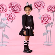 A DEE - Winter Bloom Alivia Contrast Bow Dress - Black