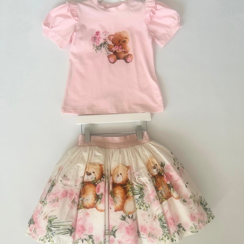 BEAU KID - Teddy Skirt Set - Pink