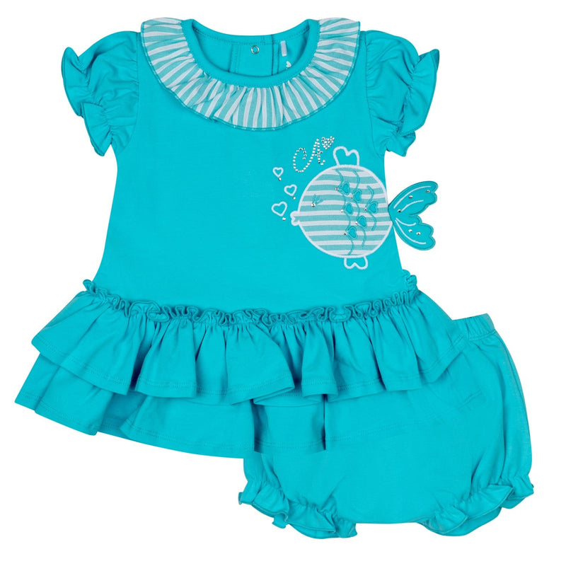 Blue Baby Girl Cute Fish Themed Suit With Skirt And Singlet 9-36 MONTH -  Pamina Kids Wholesale