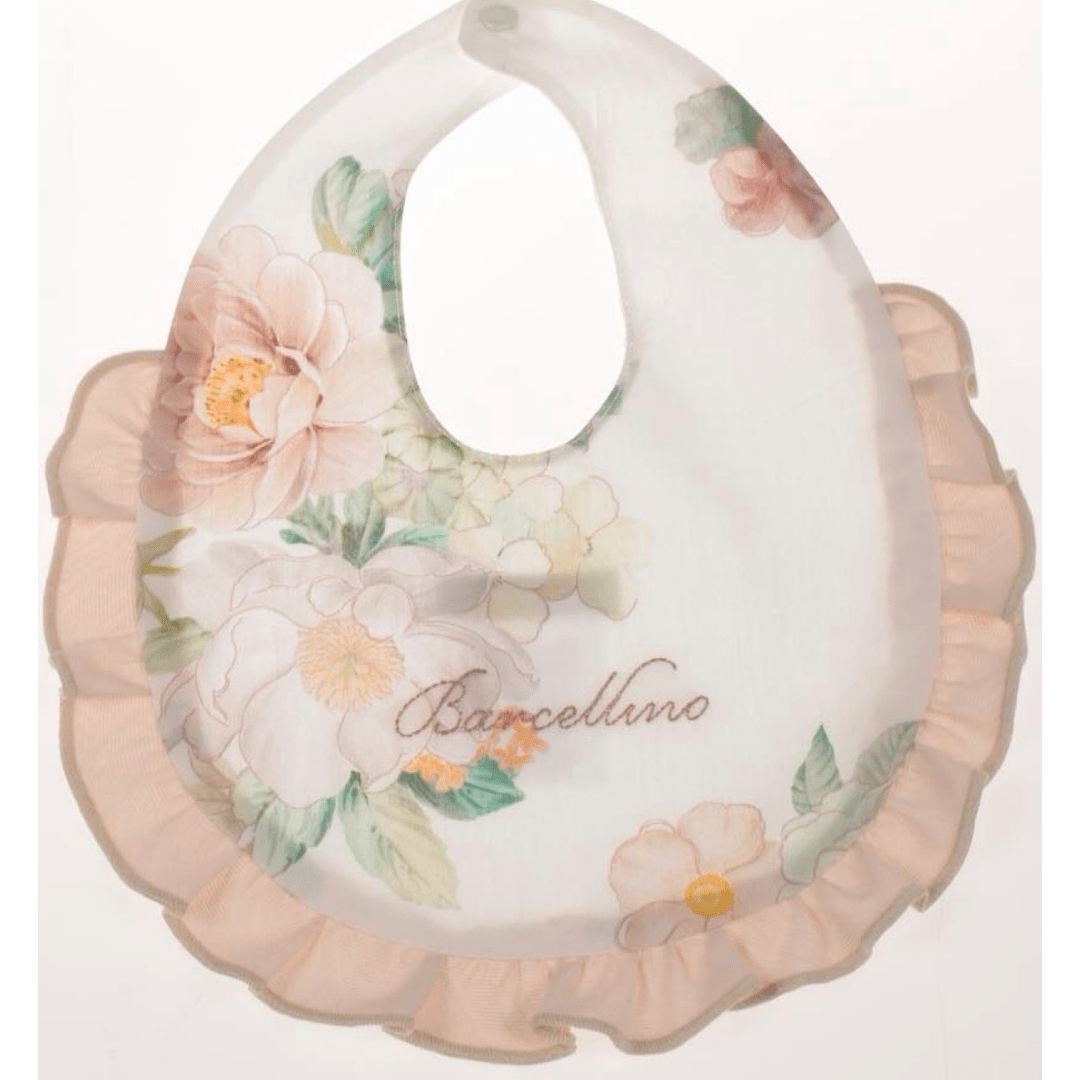 BARCELLINO - Floral Two Piece, Bib & Blanket - Peach