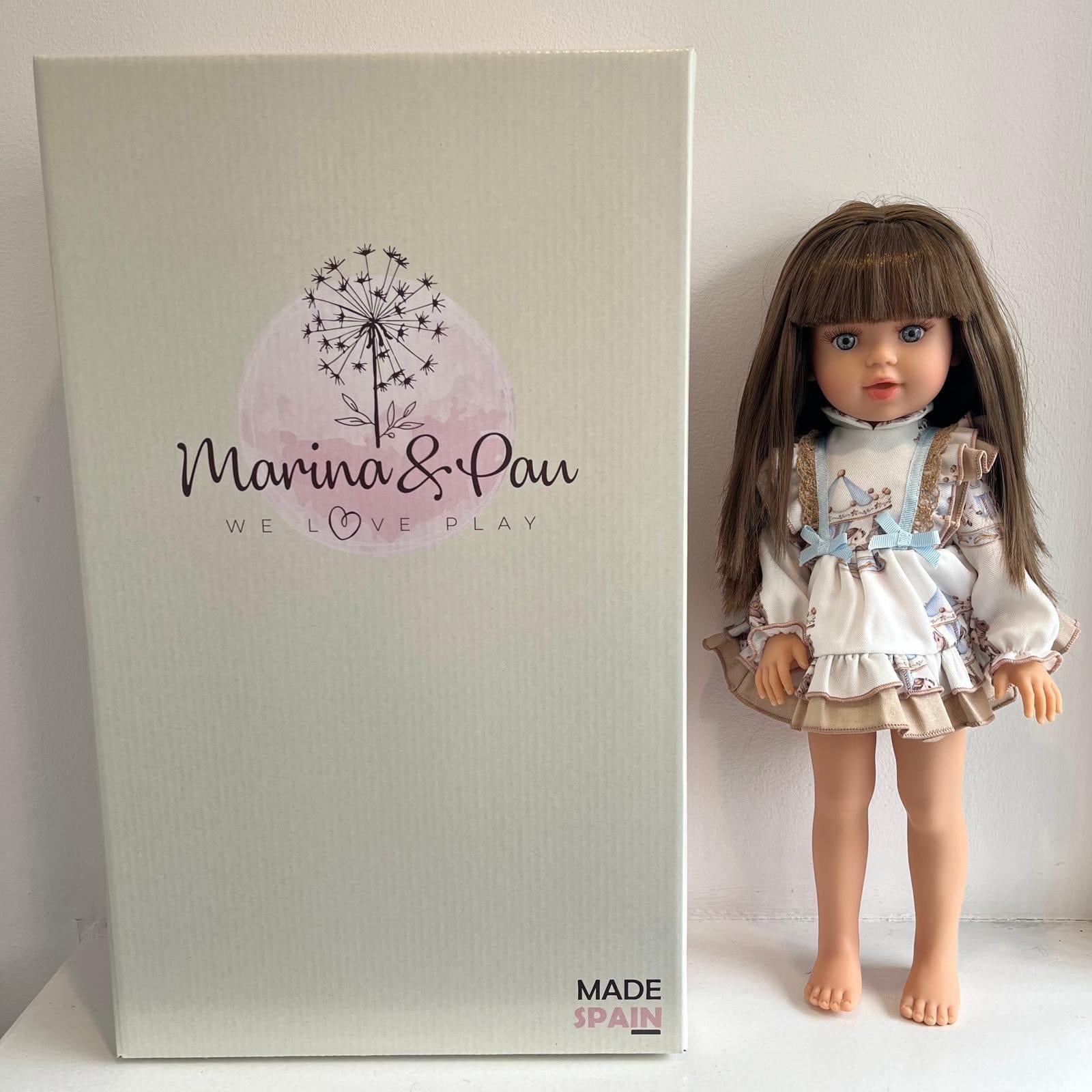 BABINE - Doll Brown Hair Carousel Dress - Blue