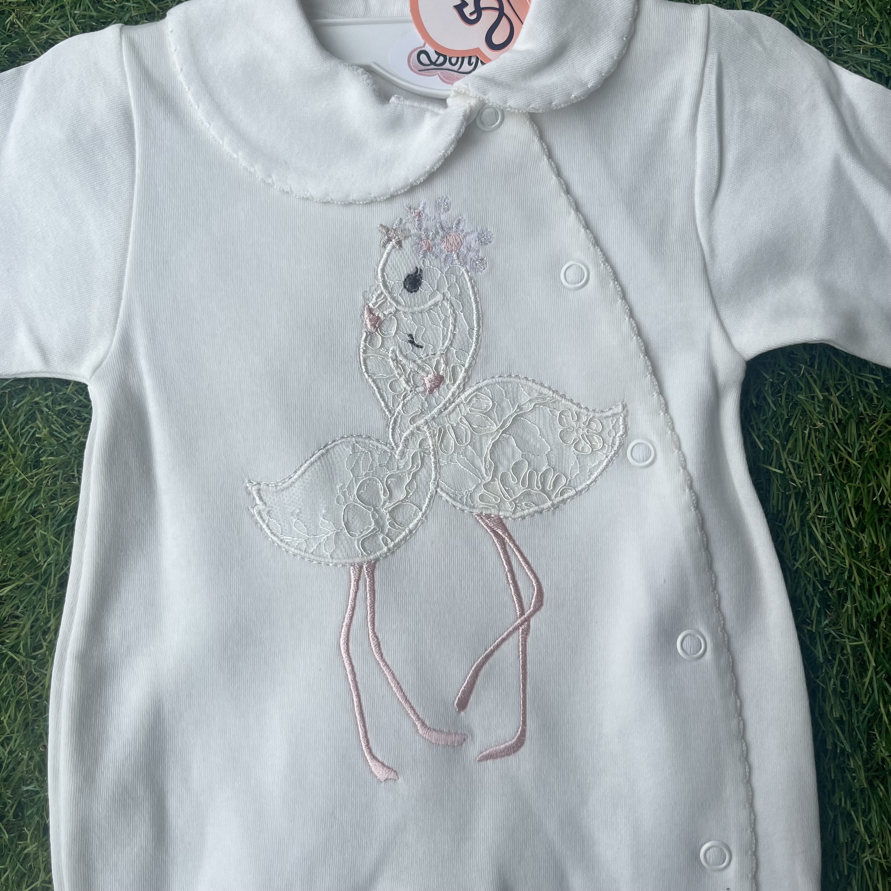 SOFIJA - Double Swan Babygrow - Cream