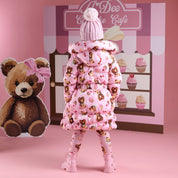 A DEE - Teddy Bear Bakery Lauren Bear Print  Bow Jacket - Pink Fairy