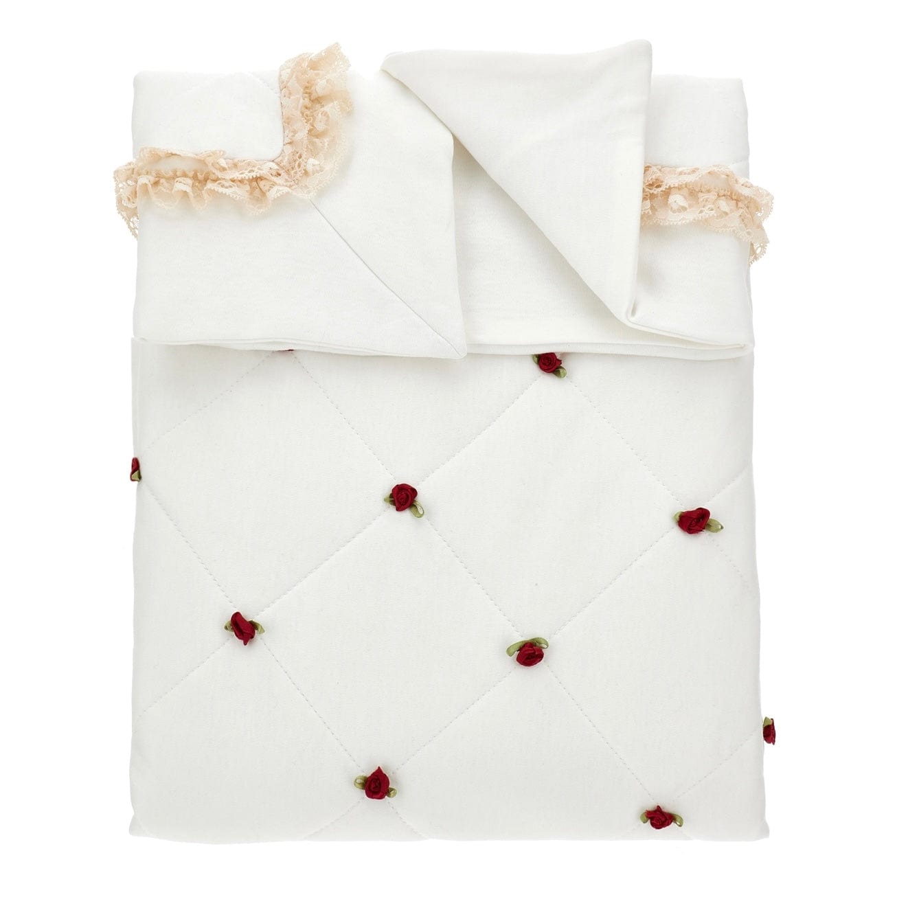 MONNALISA - Rose Bud & Lace Blanket - Red