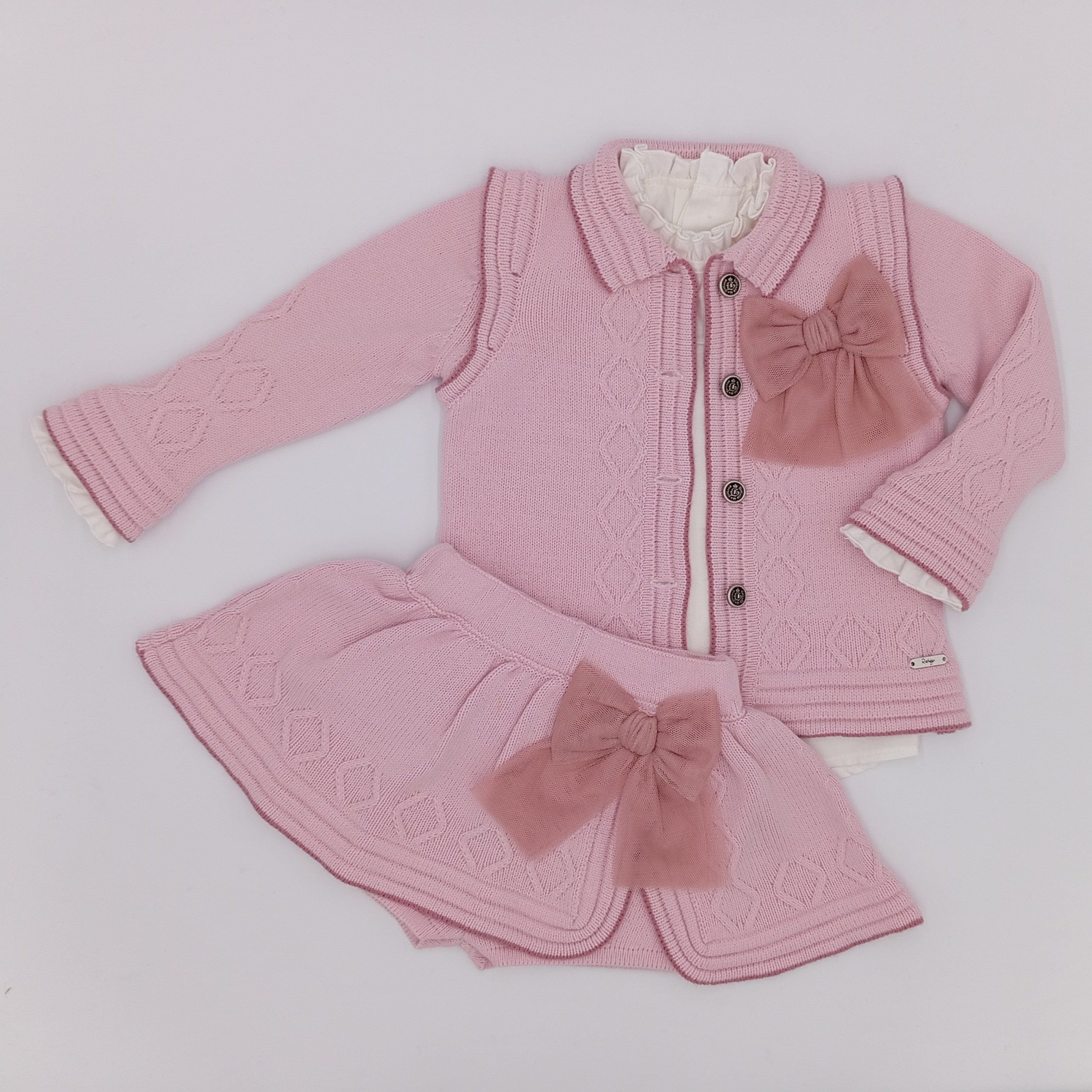 Rahigo - Five Piece Skirt Set With Pink Trim  - Pink