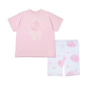 A DEE - Camila Heavenly Hydrangea Print Cycling Short Set - Pink Blossom