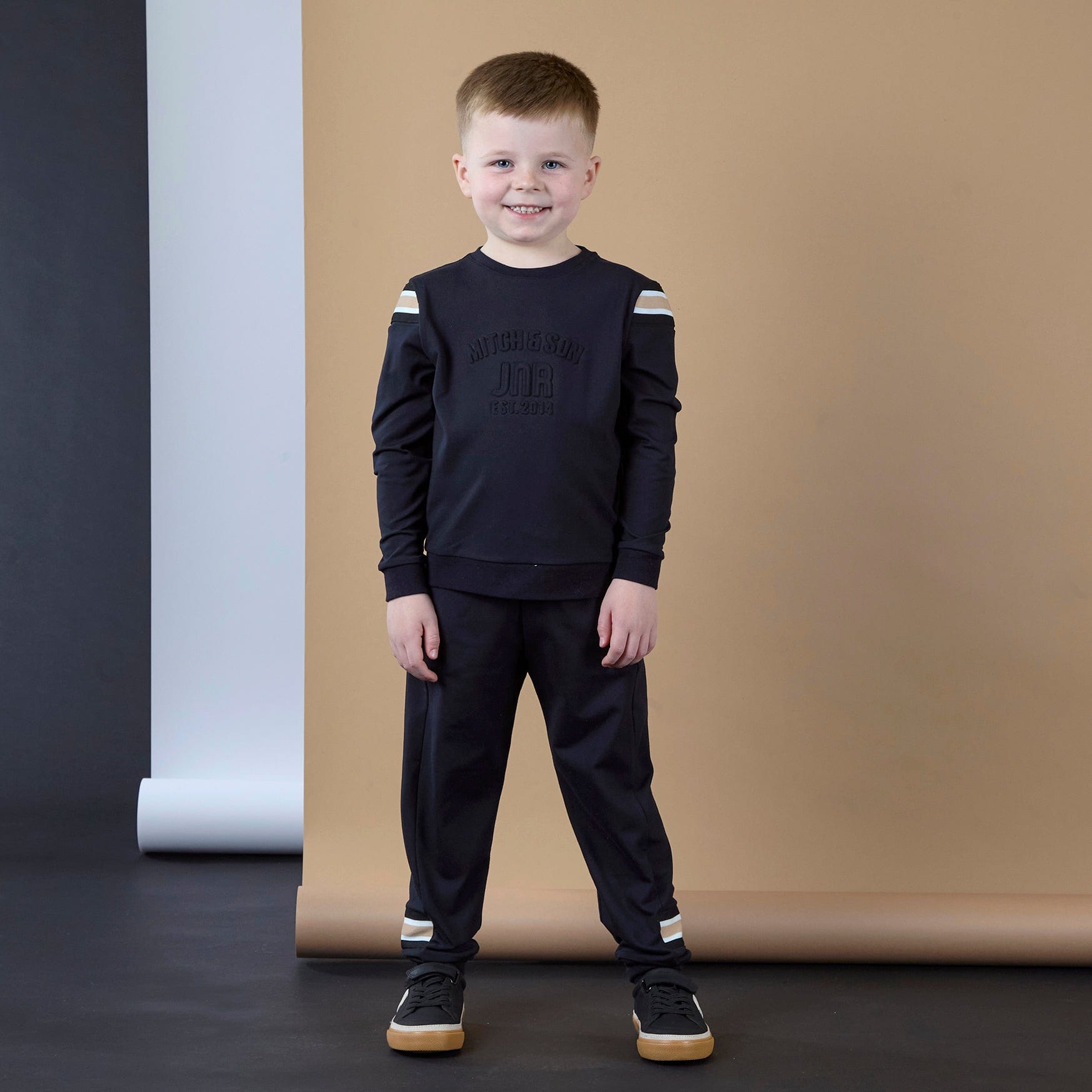 MITCH & SON - JNR Luis Embossed Crew Neck Tracksuit - Black