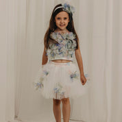 Daga - Pastel Bloom Embellished Tutu Skirt Set - White
