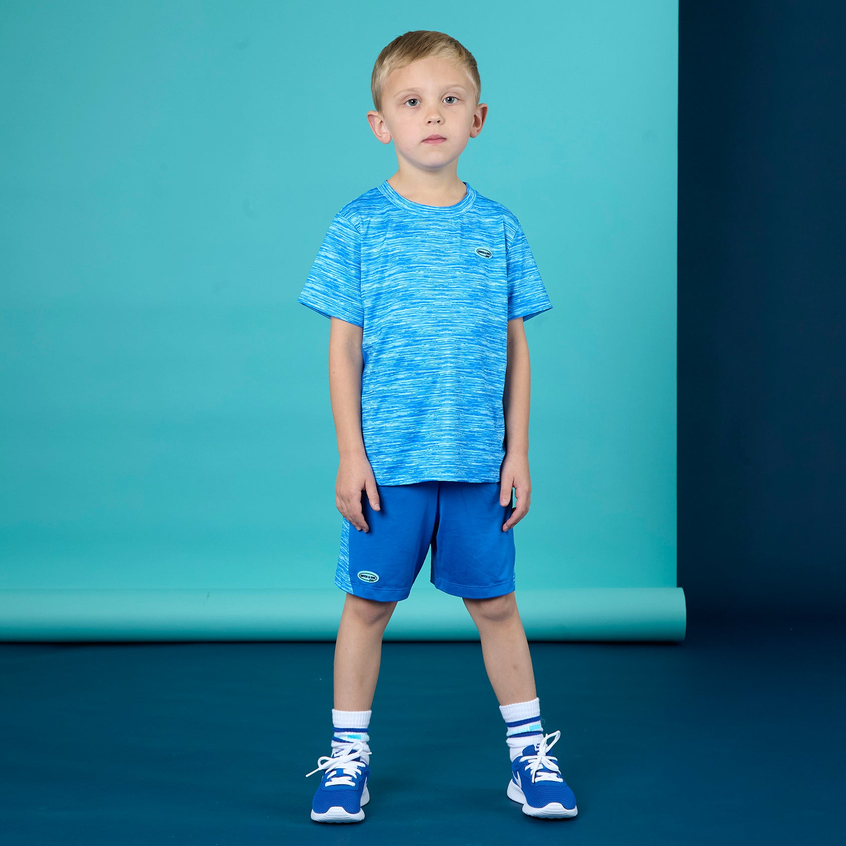 MITCH & SON - Hector JNR Space Dye Poly Short Set - Bright Blue