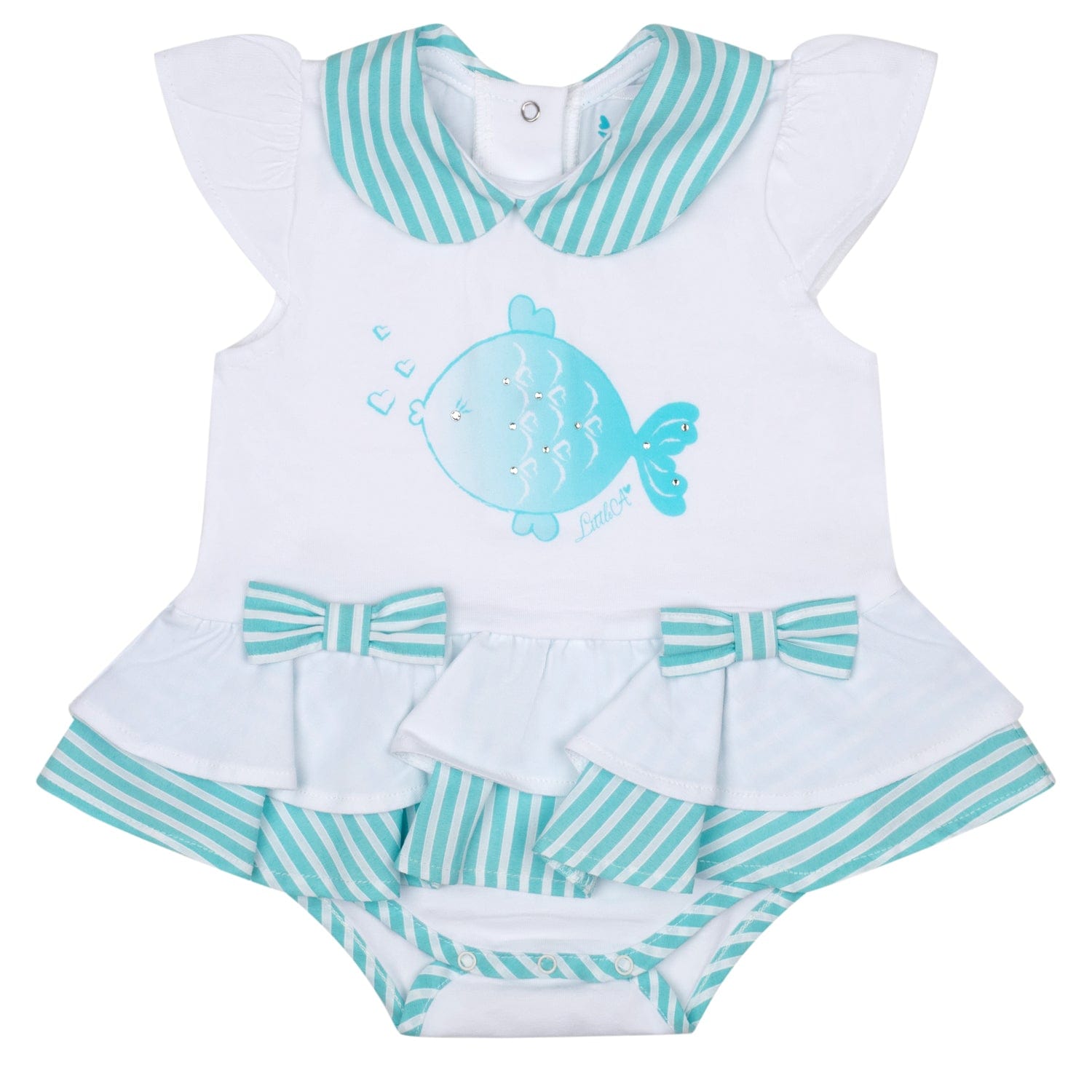 LITTLE A - Kirsty Little Fish Romper - White