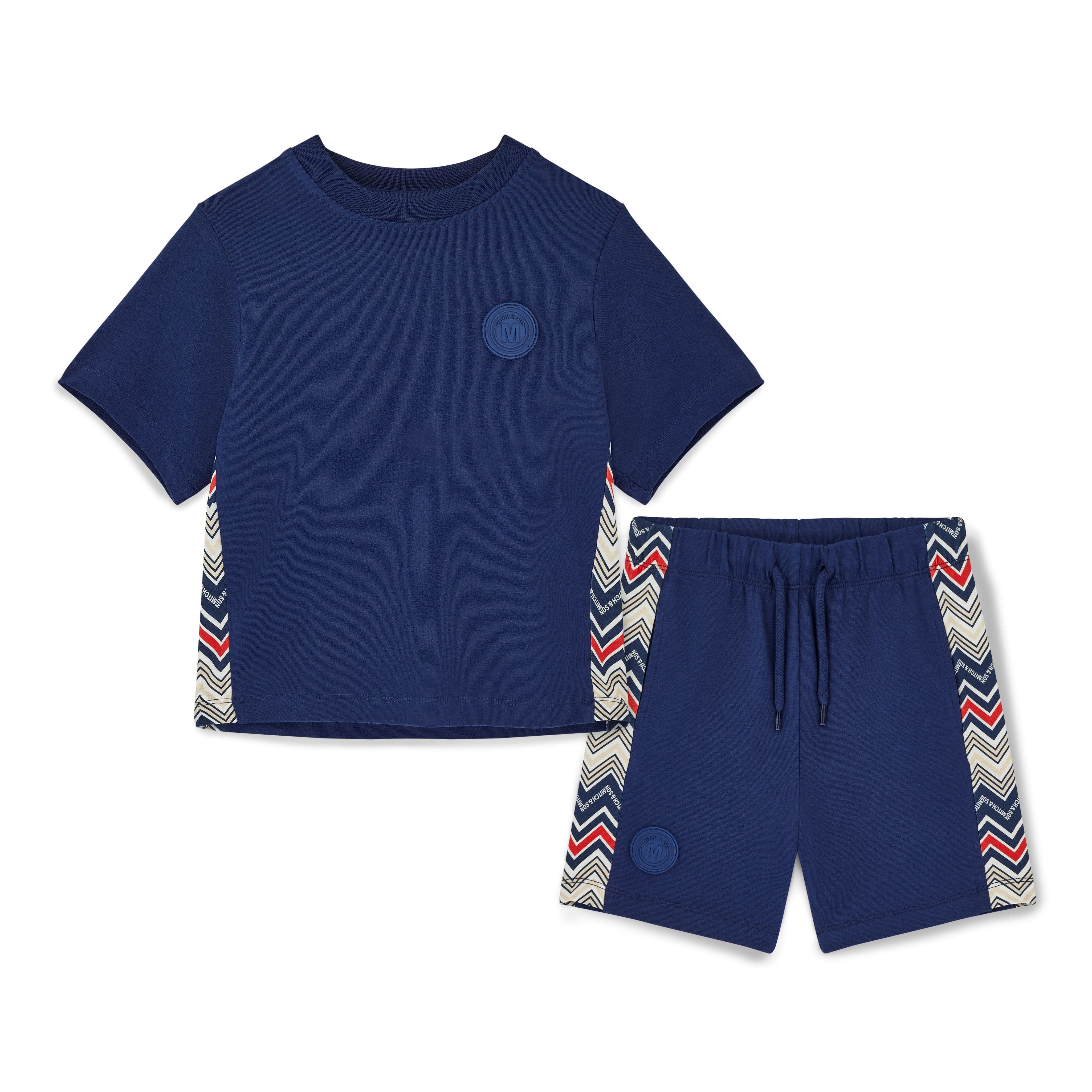 MITCH & SON - Chic Chevron JNR Phoenix Panel Soft Set - Blue Navy