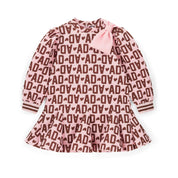 A DEE - Initial Icon Maisie Initial Print Bow Dress - Chocolate Brown