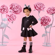 A DEE - Winter Bloom Alivia Contrast Bow Dress - Black