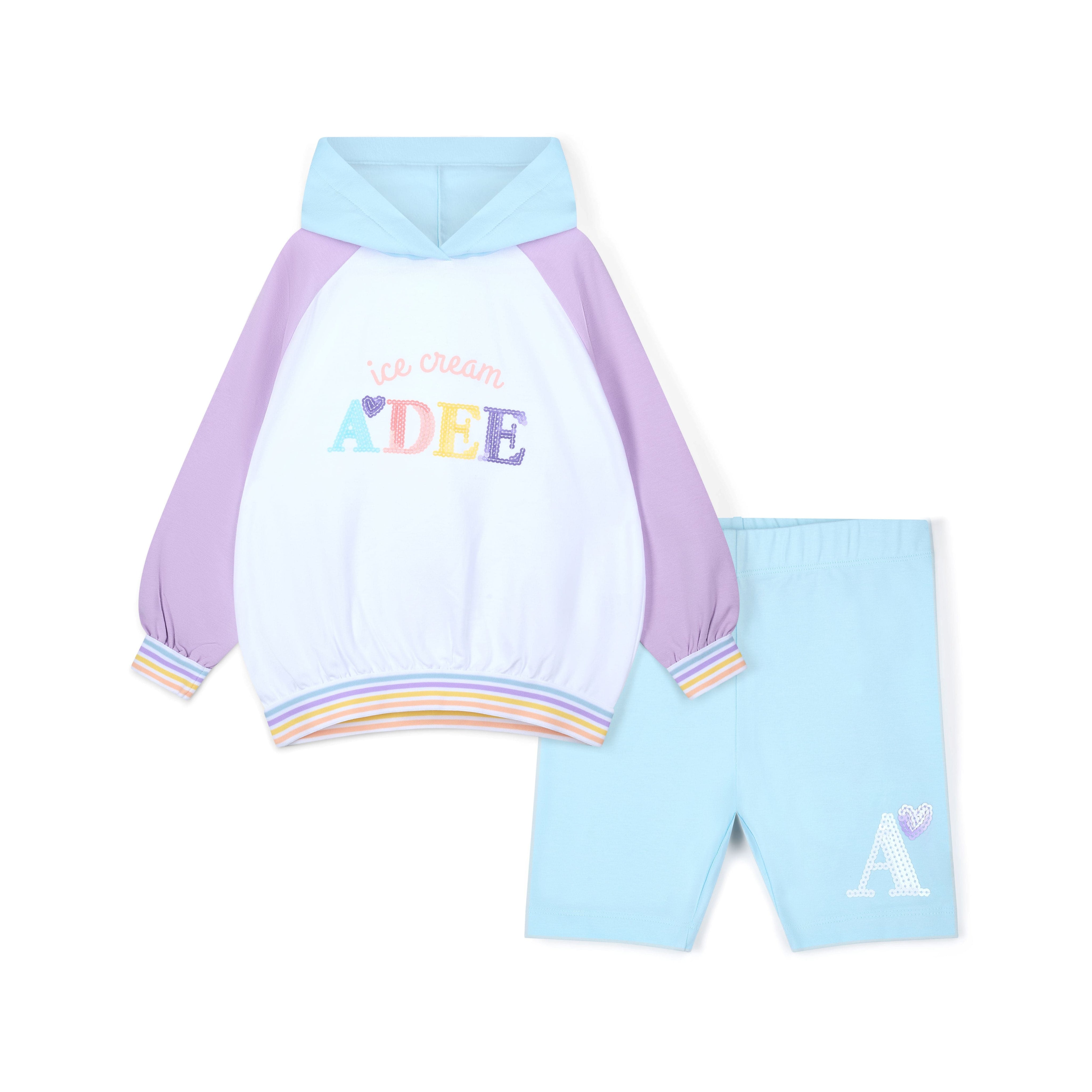 A DEE - Sissy Pastel Parlour Colour Block Hoody Cycling Short Set  - White