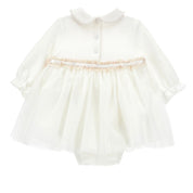 MONNALISA - Rose Bud & Lace Romper Dress - Ivory