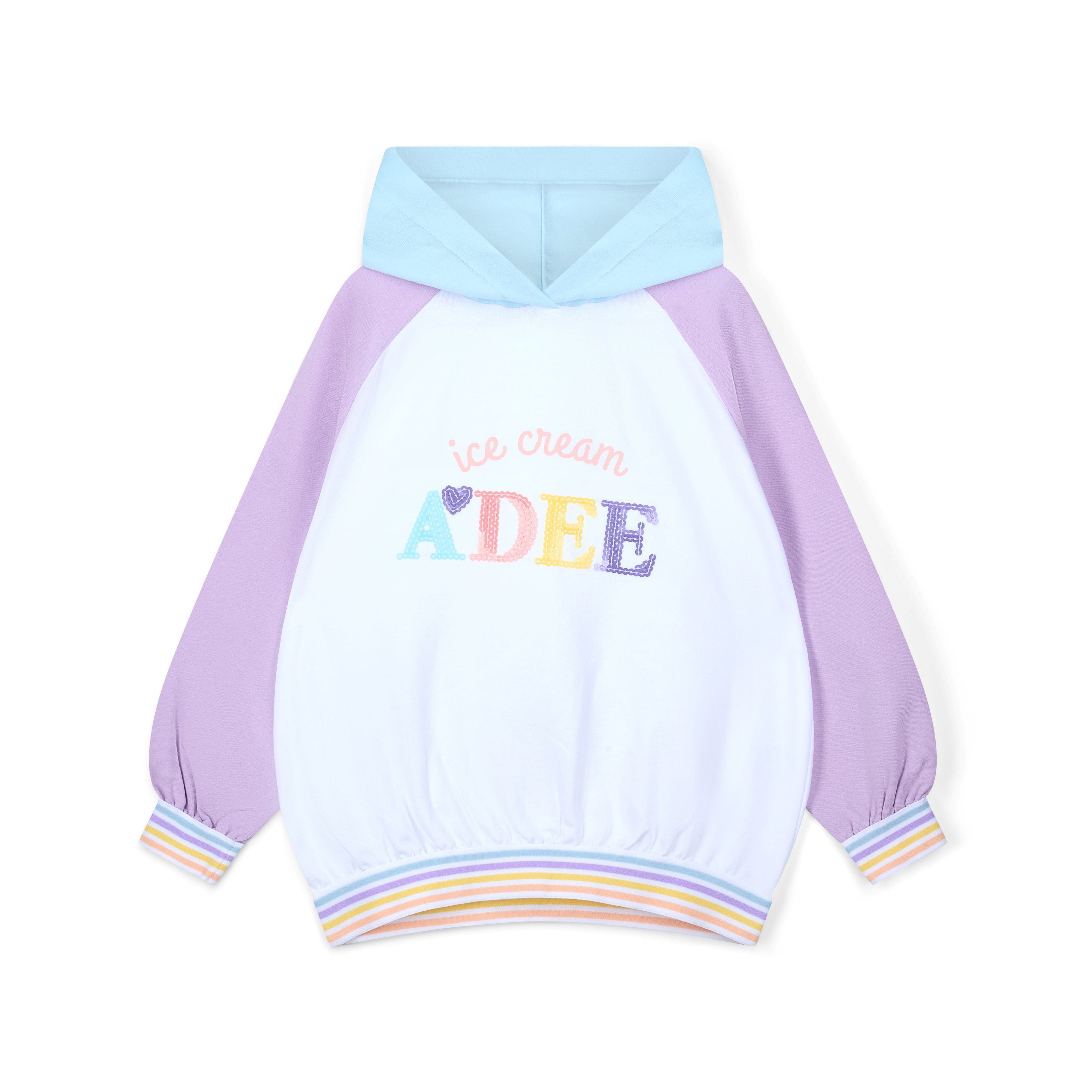 A DEE - Sissy Pastel Parlour Colour Block Hoody Cycling Short Set  - White