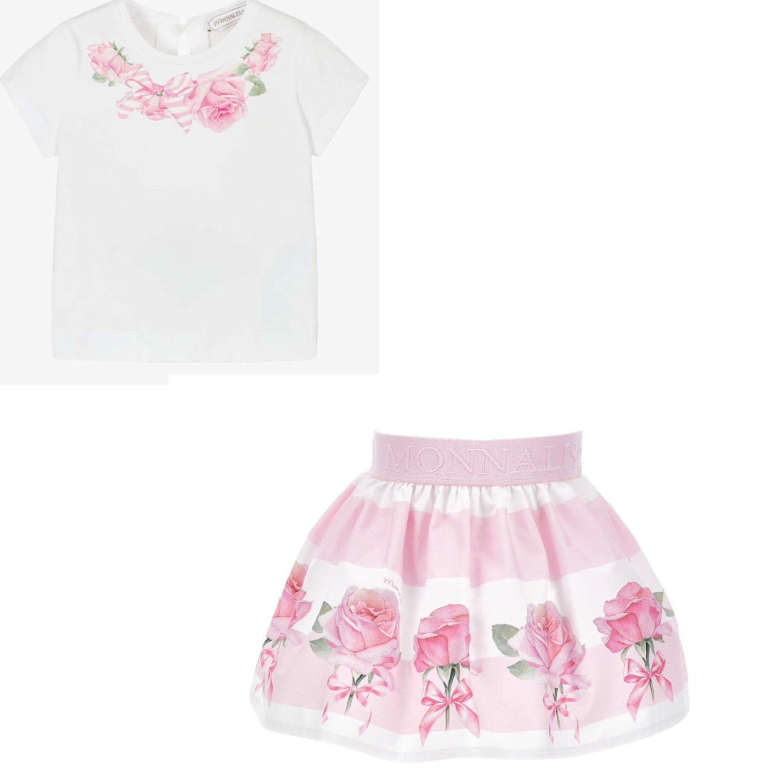 MONNALISA - Rose Bebe Skirt Set - Pink