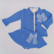 Rahigo - Five Piece Skirt Set With Blue Trim  - Blue
