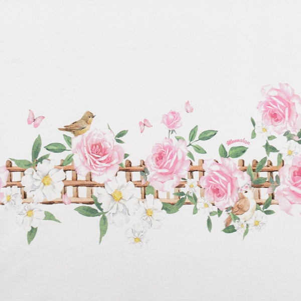 MONNALISA - Rose & Bird Blanket - White