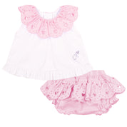 LITTLE A - Perfectly Pink Orla Jam Pant Set - White