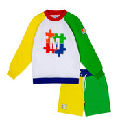 MITCH & SON - Valentino Primary Puzzles Colour Block Sweatshirt Short Set - Multi