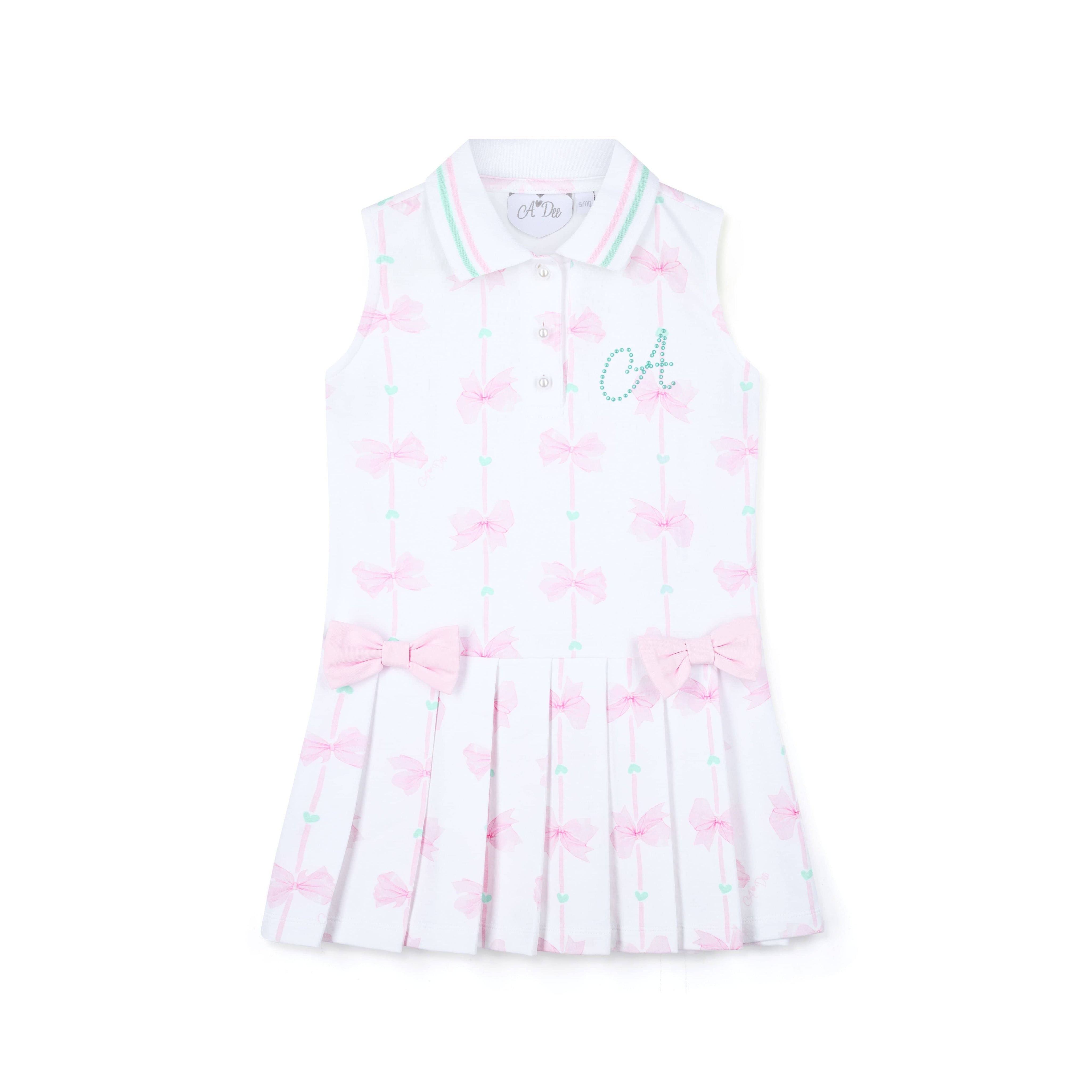A DEE - Raven Bow-tique Chic Bow & Stripe Print Tennis Dress - White